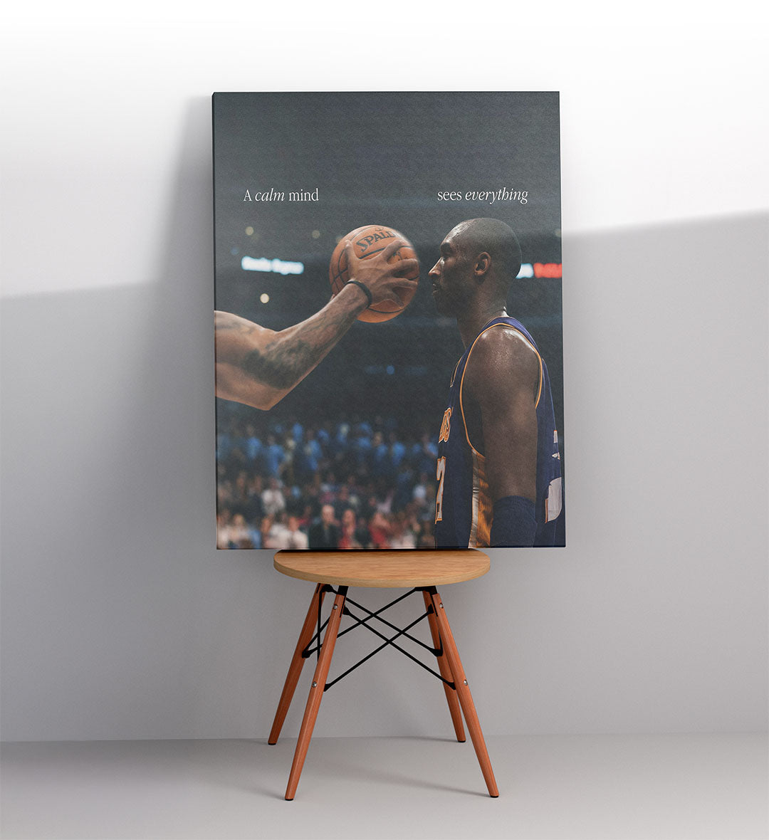 Man cave display with inspirational sports quote art.