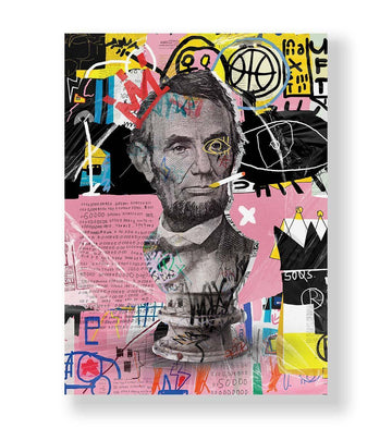 Abraham Lincoln Reimagined Pop Art Wall Art with Neon Pink and Graffiti Style for Indian Home Decor