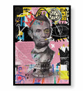 Abraham Lincoln Reimagined Pop Art Wall Art with Neon Pink and Graffiti Style for Indian Home Decor
