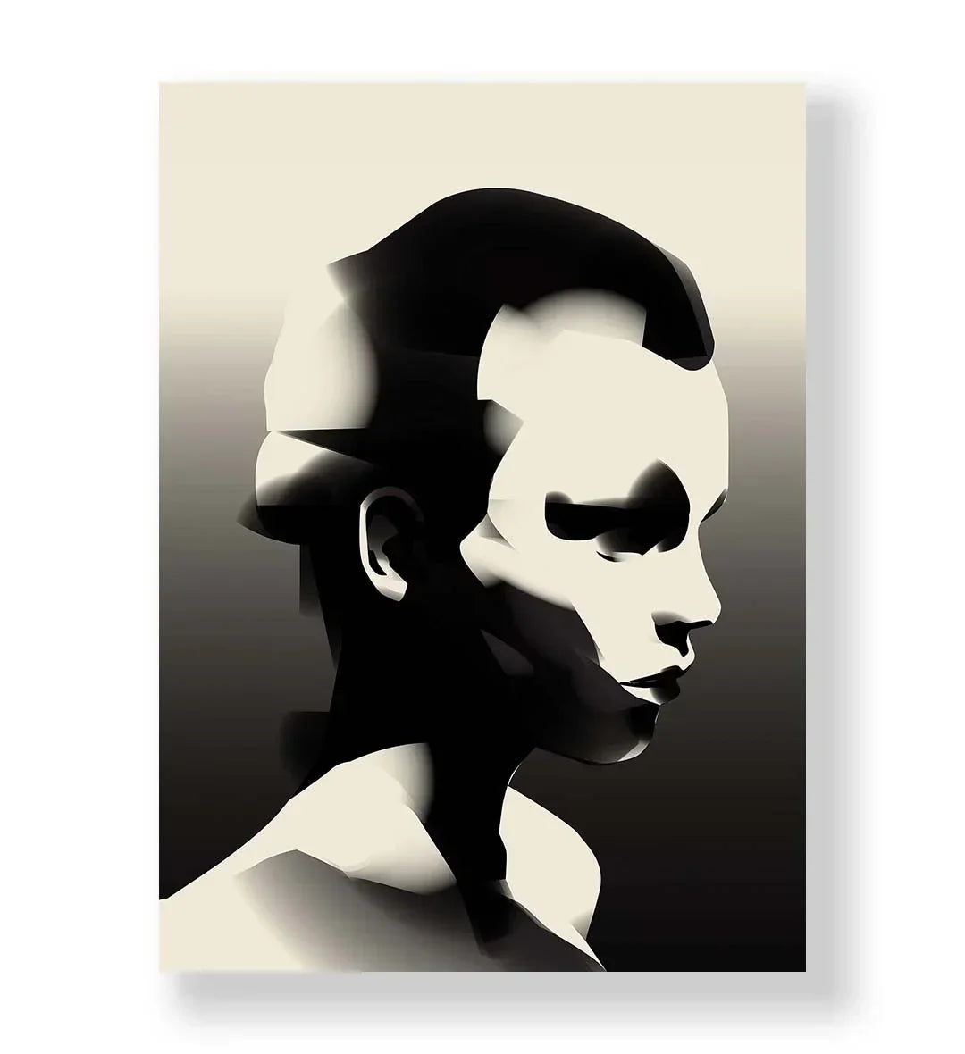 Abstract Shadow Face with geometric human head design wall art for Indian home decor.