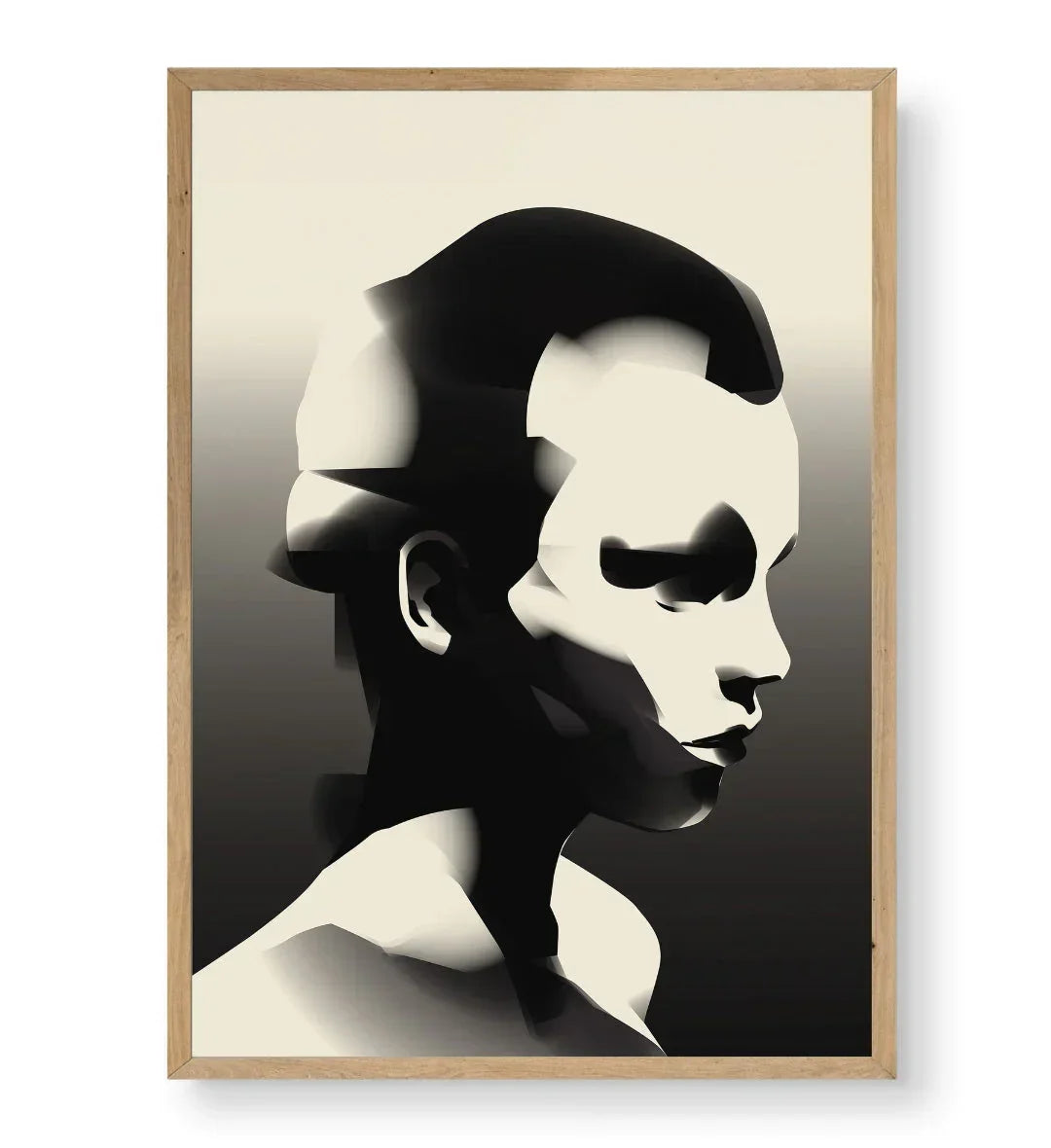 Abstract Shadow Face with geometric human head design wall art for Indian home decor.