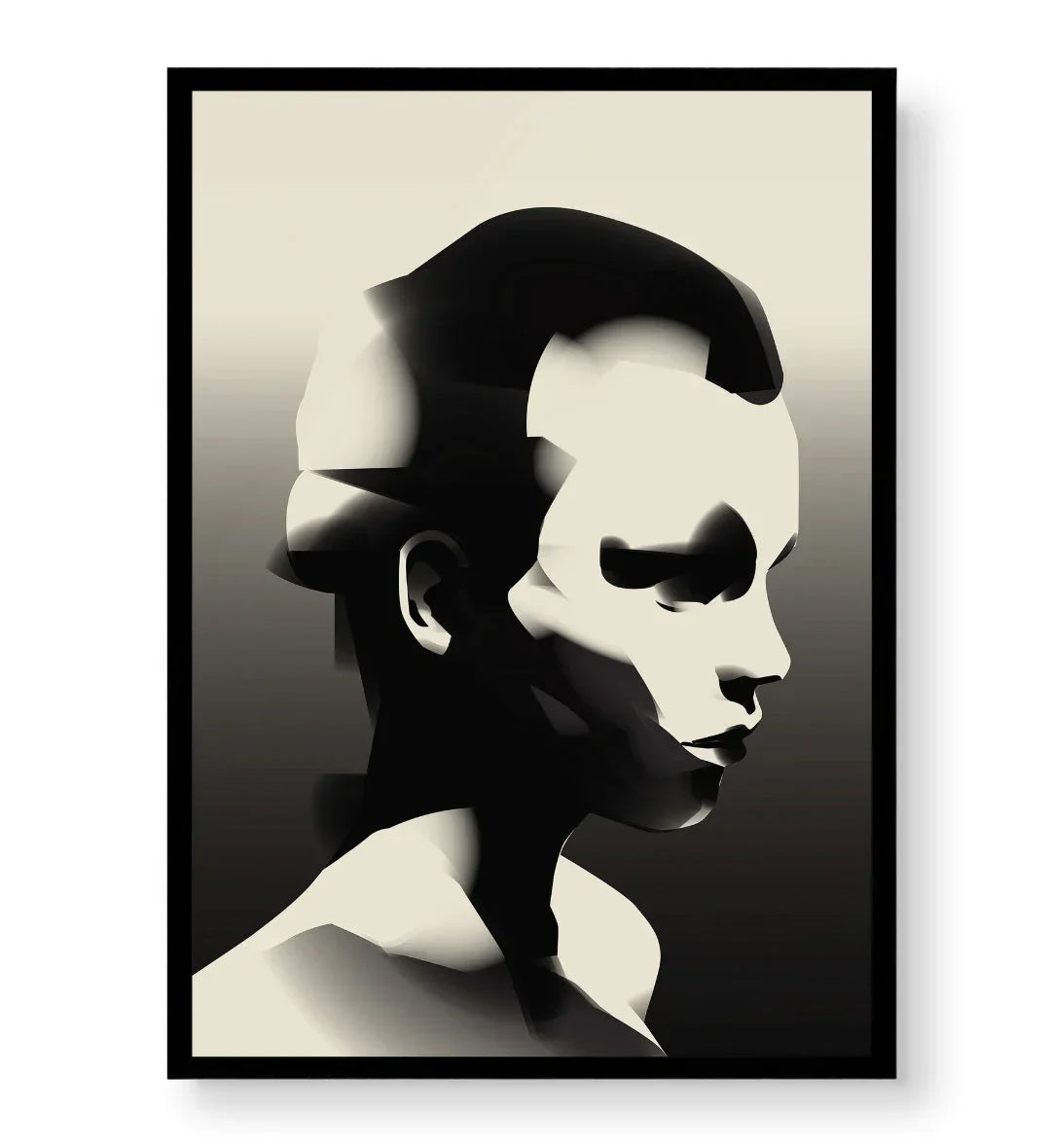 Abstract Shadow Face with geometric human head design wall art for Indian home decor.