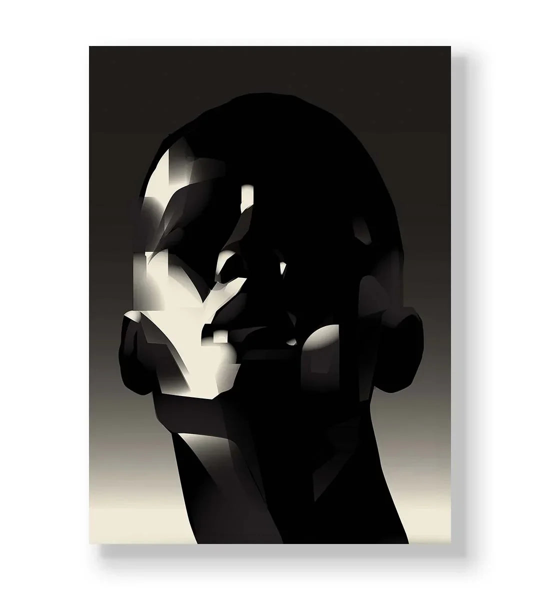 Abstract Shadow Face with geometric human head design wall art for Indian home decor.