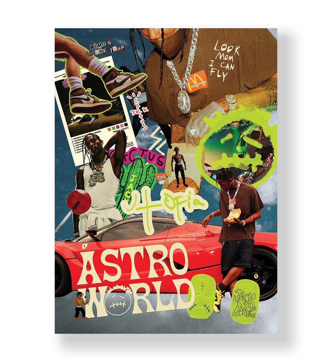 Astroworld Travis Scott hip-hop bar wall art canvas print with sneakers and cacti for Indian home decor.