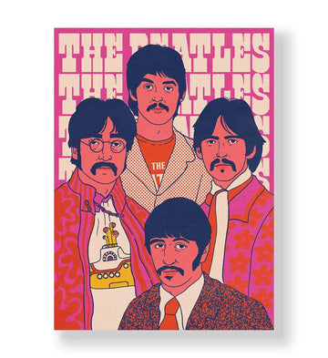 Beatles Retro Vibe pop art wall canvas print for Indian home decor.