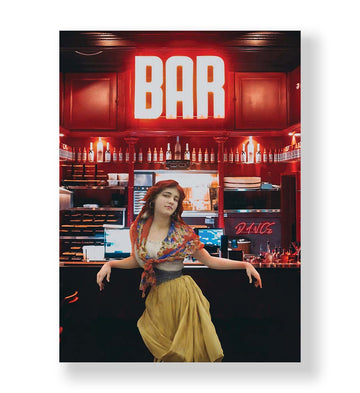 Bohemian Bar Scene with eclectic bar design wall art for home decor.