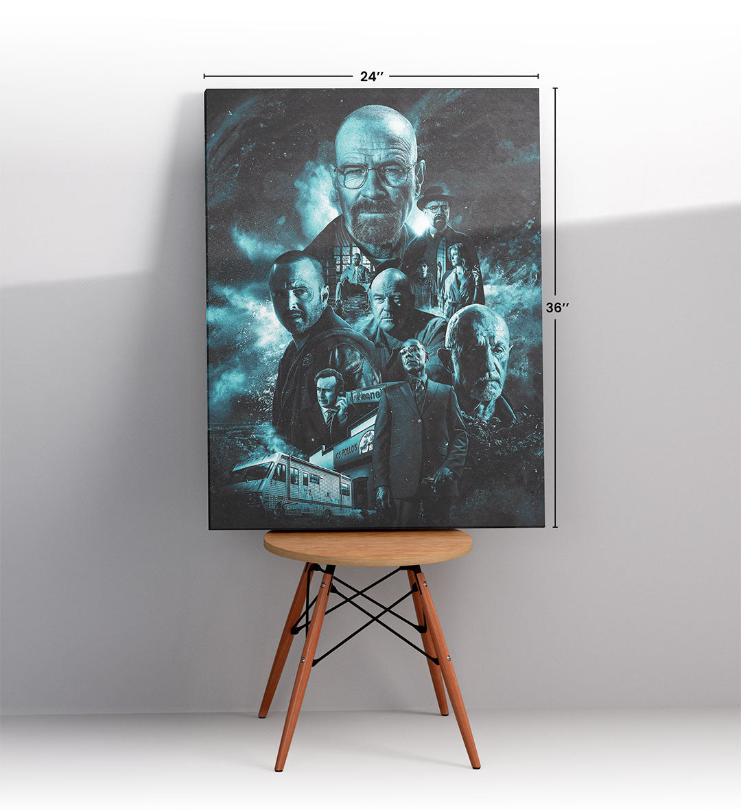 Breaking Bad Legacy TV Series Wall Art with Walter White, RV, and Blue Tones for Indian Home Decor