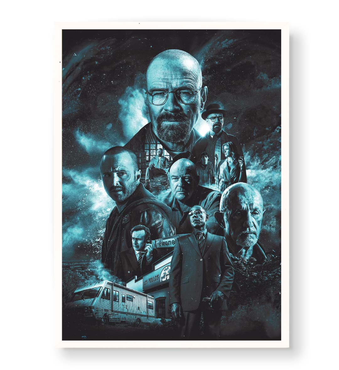 Breaking Bad Legacy TV Series Wall Art with Walter White, RV, and Blue Tones for Indian Home Decor