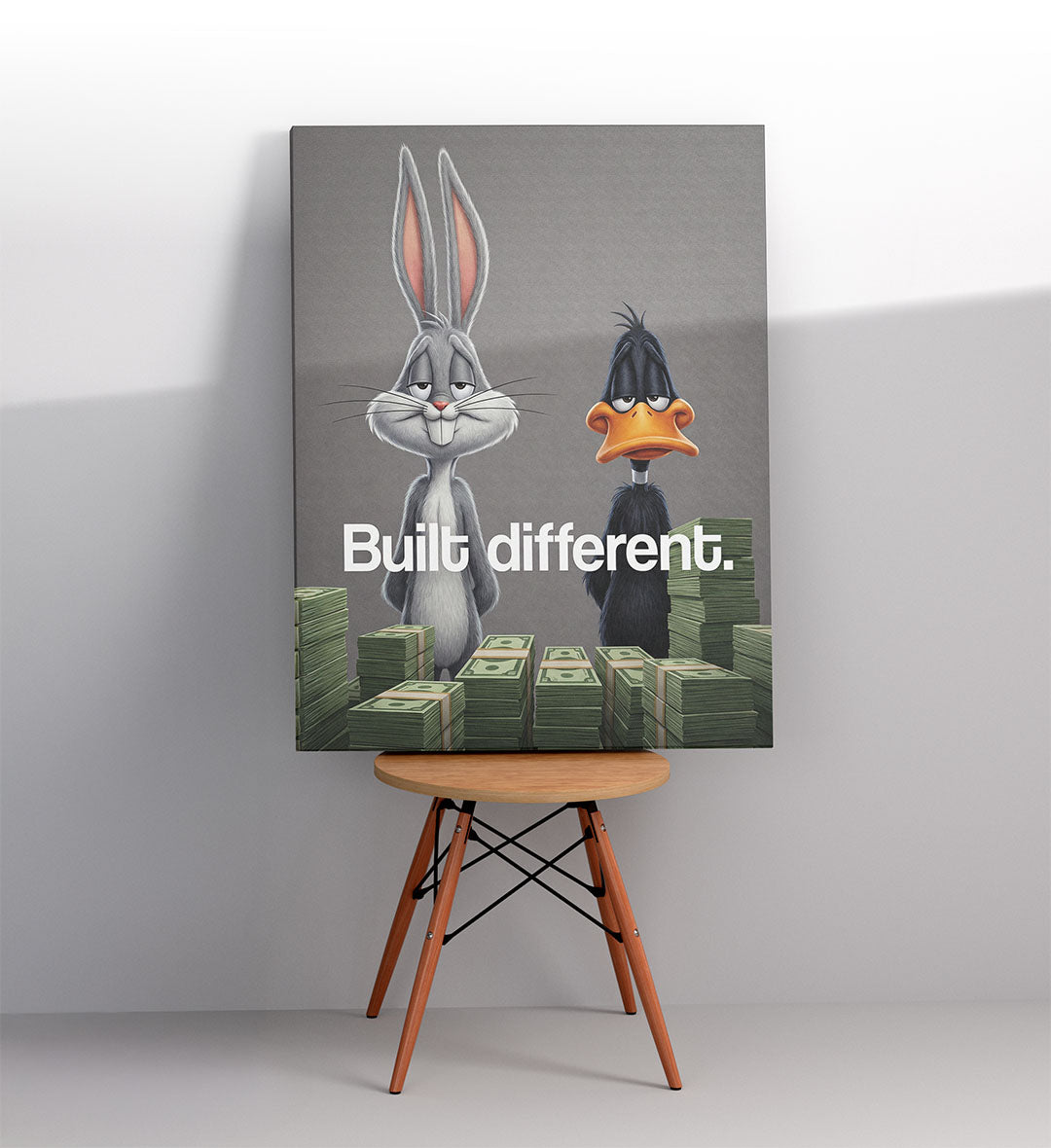 Gallery wall idea including Built Different Hustle Duo art by Artlier.