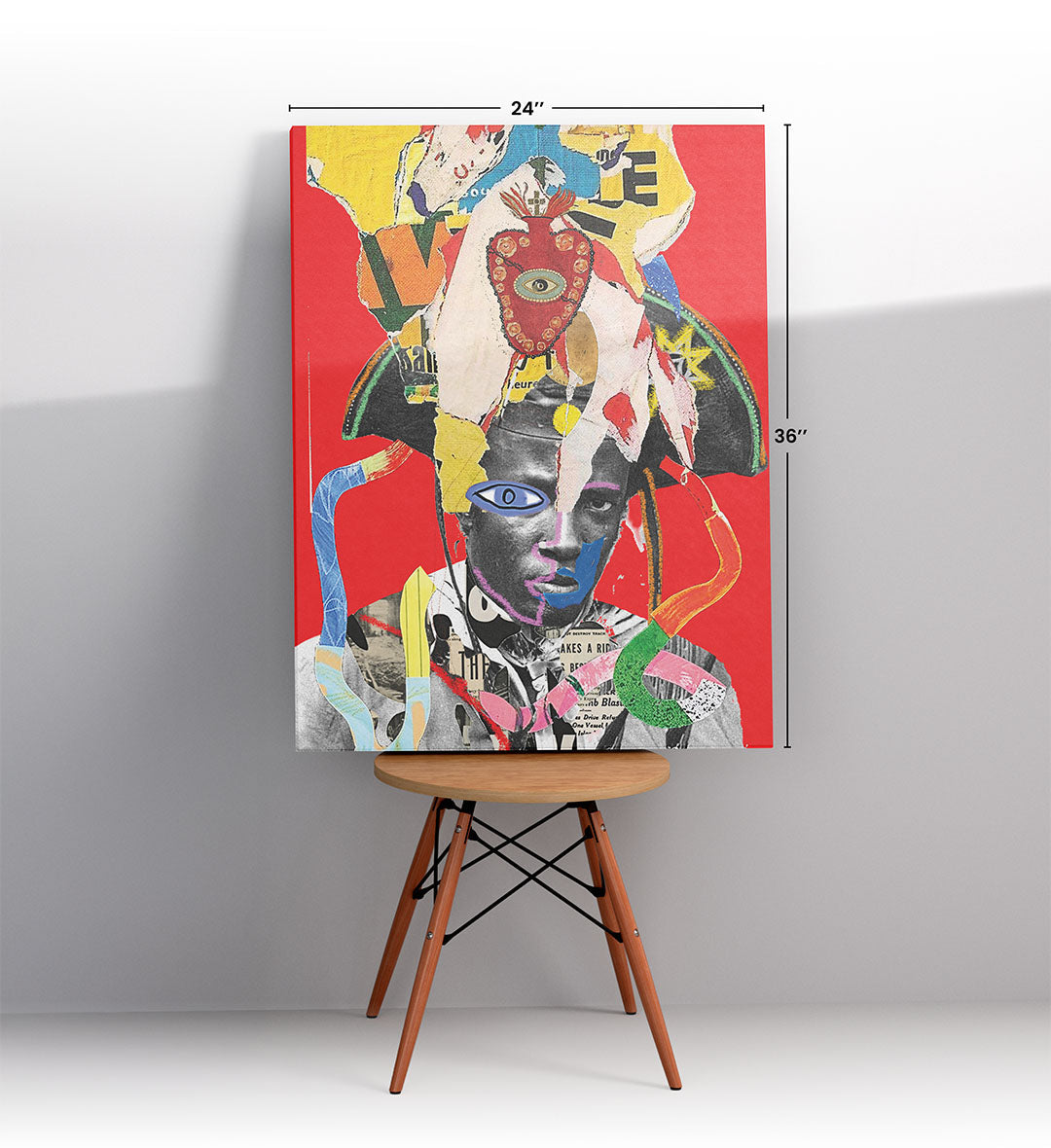 Collage crown canvas wall art with abstract design, perfect for modern Indian home decor.