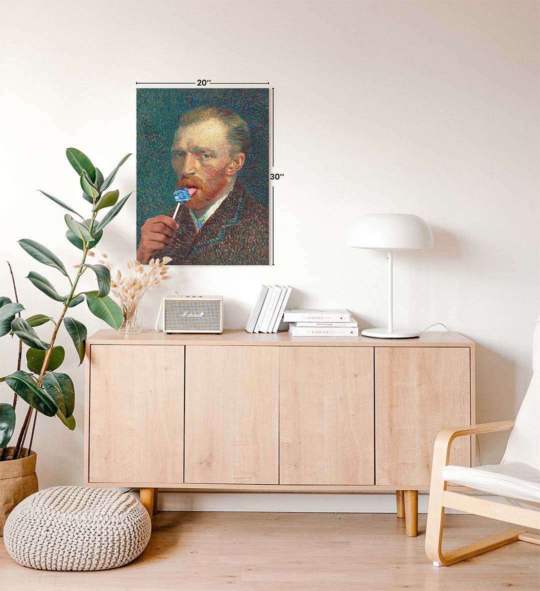 Vincent Van Gogh parody canvas wall art with Starry Night lollipop, perfect for modern Indian home decor.