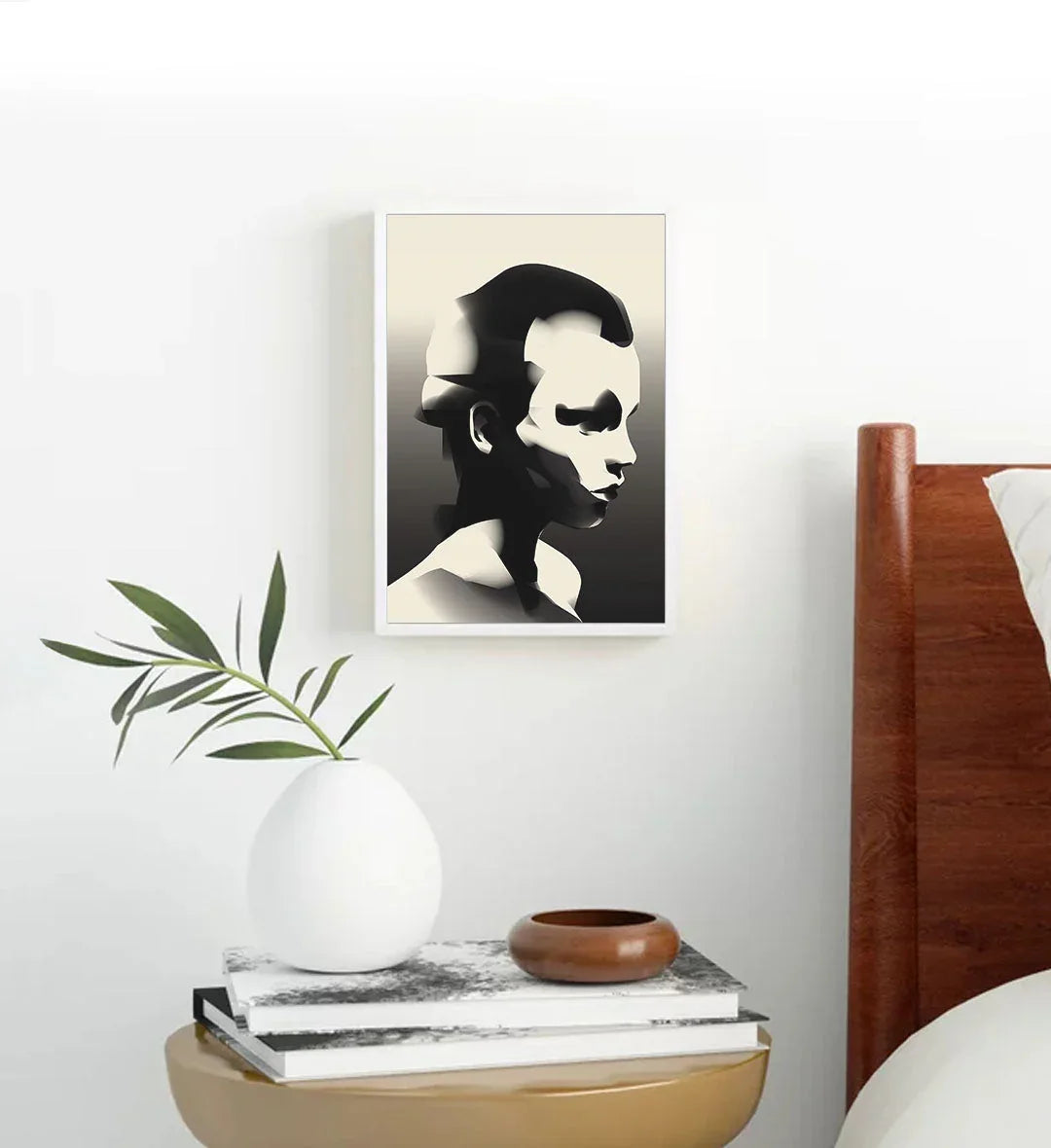 Abstract Shadow Face with geometric human head design wall art for Indian home decor.