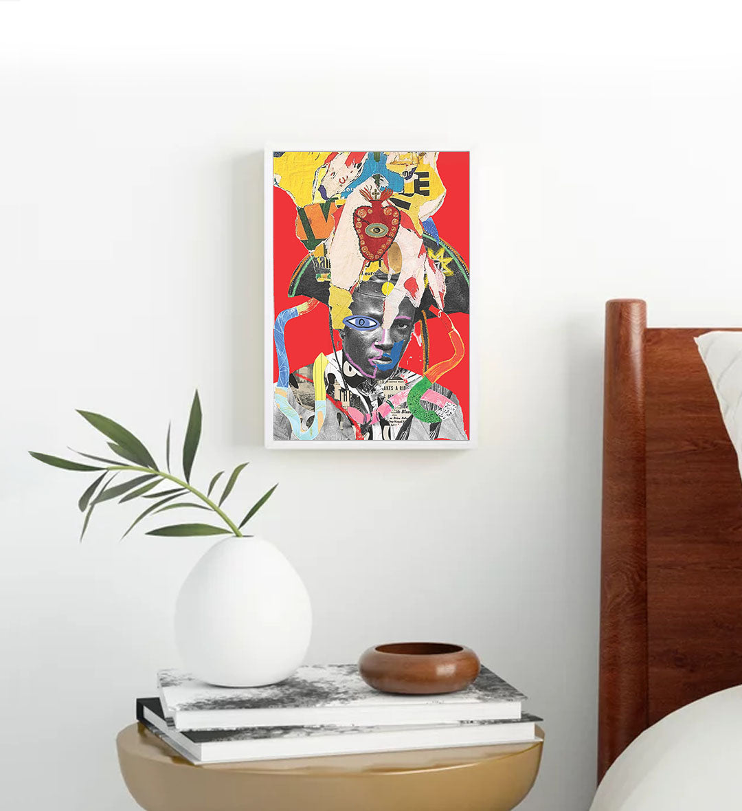 Collage crown canvas wall art with abstract design, perfect for modern Indian home decor.