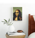 Mona Lisa in Vogue with modern sunglasses and leather gloves wall art for Indian home decor.