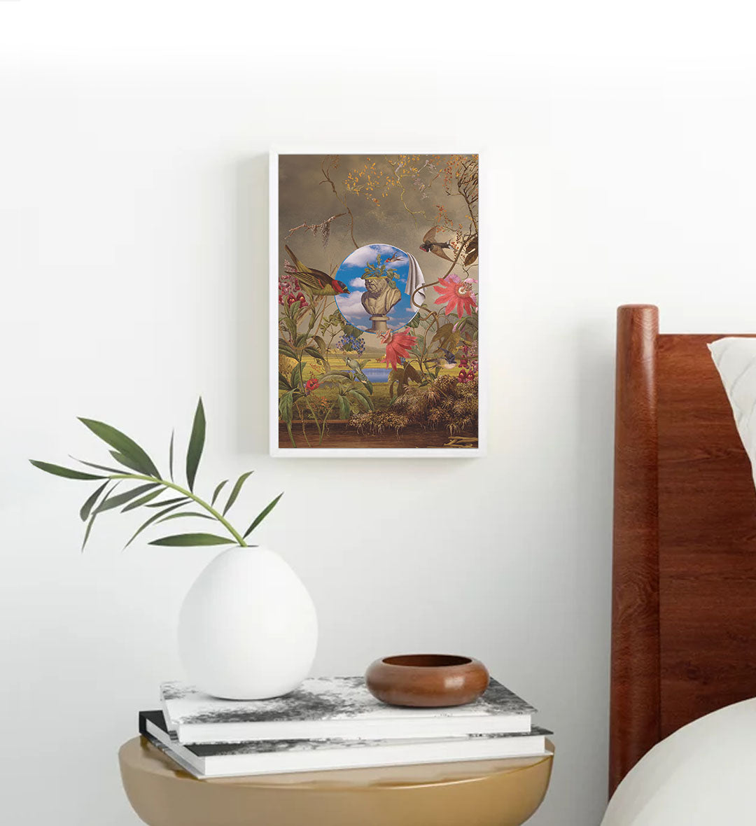 Nature's Classical Harmony with botanical and classical bust design wall art for Indian home decor.