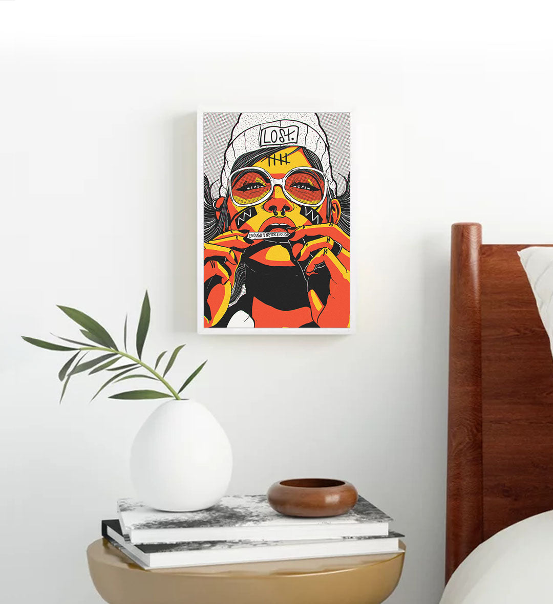 Rebel Spirit bold statement wall art with orange and yellow tones for Indian home decor.