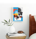 Timeless Gaze vintage collage wall art canvas print with red and blue accents for Indian home decor.