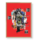 Chaotic Collage Fusion with abstract bull design wall art for Indian home decor.