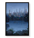 Cityscape Twilight Glow with urban skyline design wall art for Indian home decor.