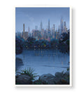 Cityscape Twilight Glow with urban skyline design wall art for Indian home decor.