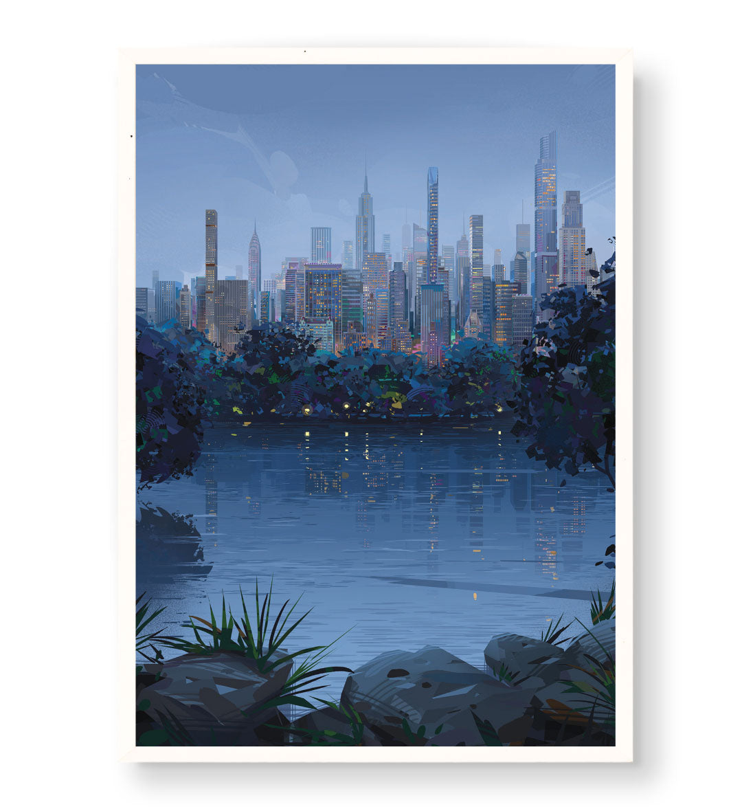 Cityscape Twilight Glow with urban skyline design wall art for Indian home decor.