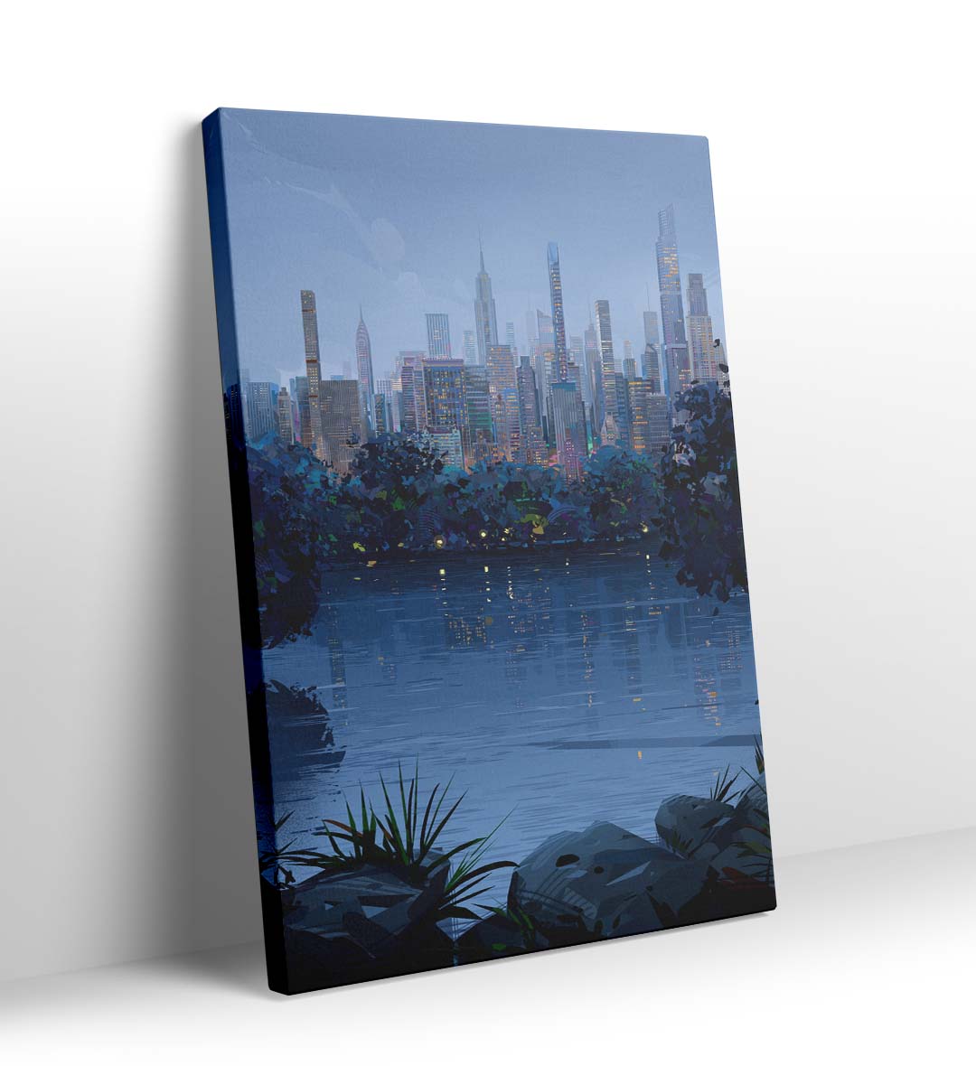 Cityscape Twilight Glow with urban skyline design wall art for Indian home decor.