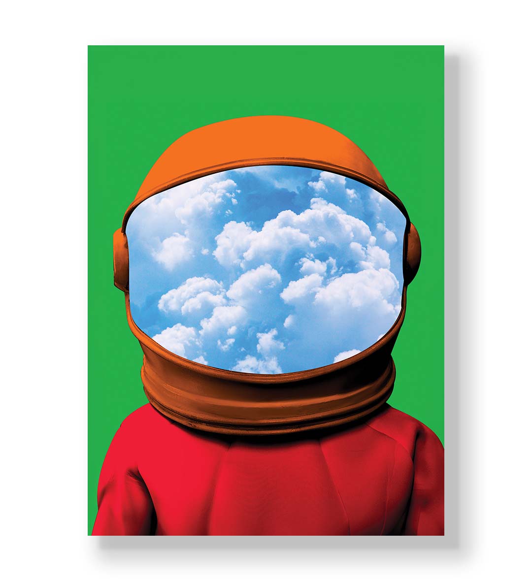 Astronaut canvas wall art with clouds in visor, perfect for modern Indian home decor.