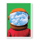 Astronaut canvas wall art with clouds in visor, perfect for modern Indian home decor.