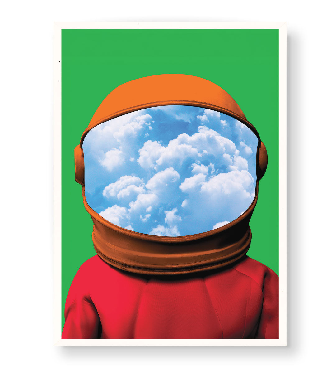 Astronaut canvas wall art with clouds in visor, perfect for modern Indian home decor.