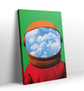 Astronaut canvas wall art with clouds in visor, perfect for modern Indian home decor.