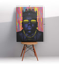 Notorious B.I.G. parody canvas wall art with psychedelic NYC skyline, perfect for modern Indian home decor.