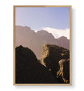 Mountain serenity canvas wall art with rocks and peaks, perfect for modern Indian home decor.