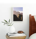 Mountain serenity canvas wall art with rocks and peaks, perfect for modern Indian home decor.