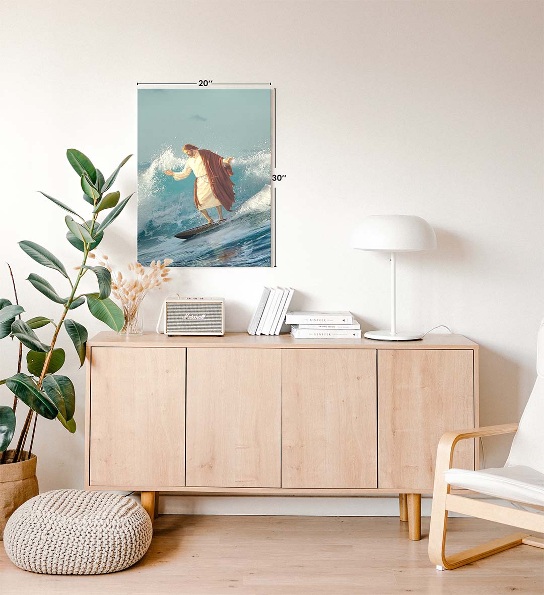 Divine Surf Mastery with spiritual surfing design wall art for Indian home decor.