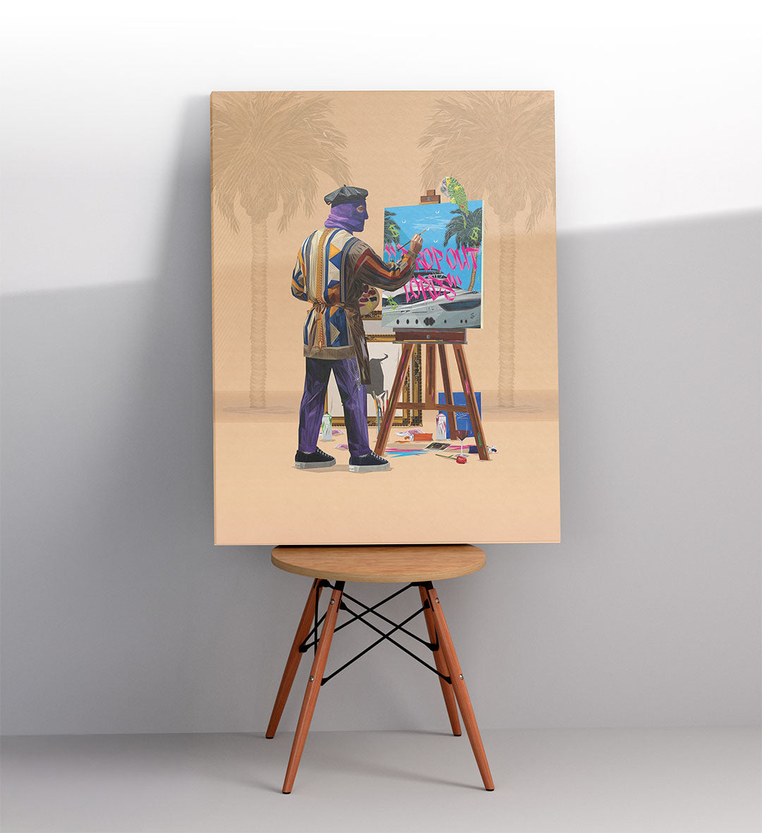 Hallway display with framed Dropout Lords Artist art print by Artlier.