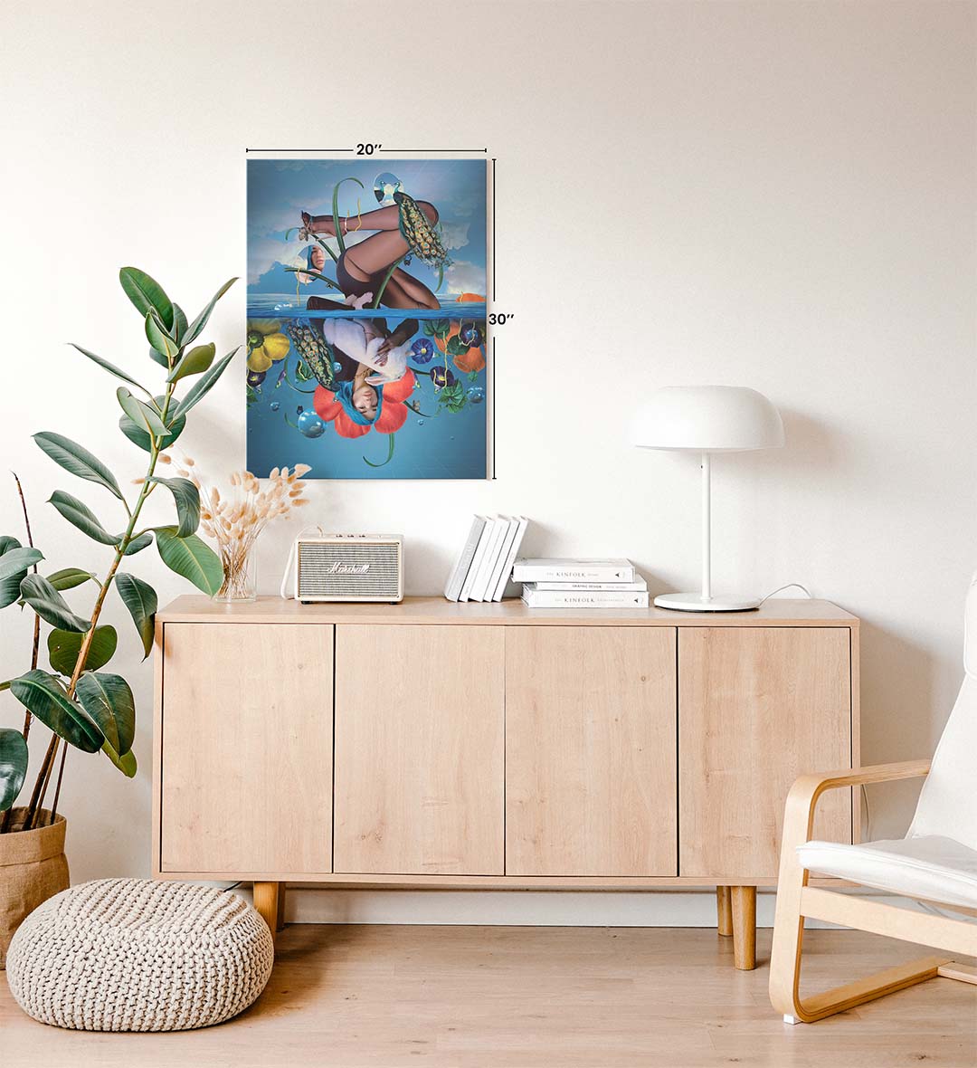 Dua Lipa's Dreamscape with surreal peacock design wall art for Indian home decor.