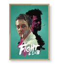 Fight Club Dual Shadows cinematic wall art with teal background and pink accents for Indian home decor.