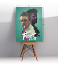 Fight Club Dual Shadows cinematic wall art with teal background and pink accents for Indian home decor.