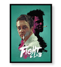 Fight Club Dual Shadows cinematic wall art with teal background and pink accents for Indian home decor.