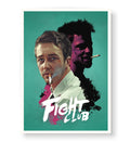 Fight Club Dual Shadows cinematic wall art with teal background and pink accents for Indian home decor.