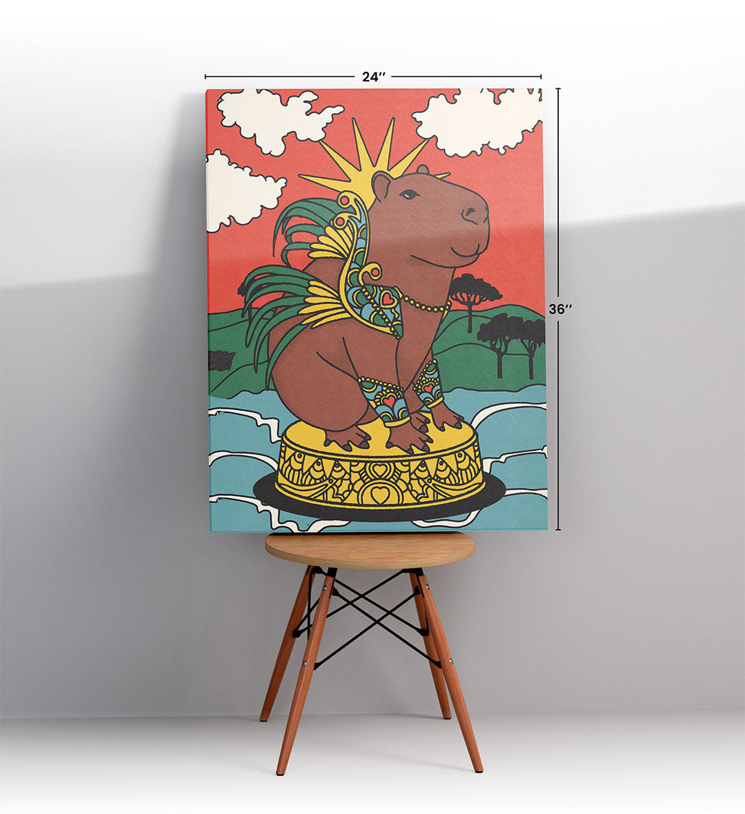 Golden Elegance vintage glam wall art canvas print with gold and green tones for Indian home decor.