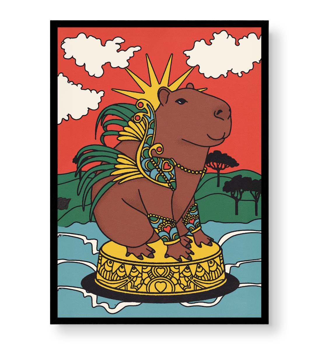 Golden Elegance vintage glam wall art canvas print with gold and green tones for Indian home decor.