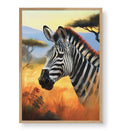 Hallway gallery wall idea including Golden Hour Zebra art by Artlier.