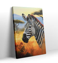 Detail of zebra stripes and mane texture on premium canvas print.