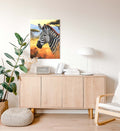 Side view of Golden Hour Zebra canvas showing gallery wrap depth.