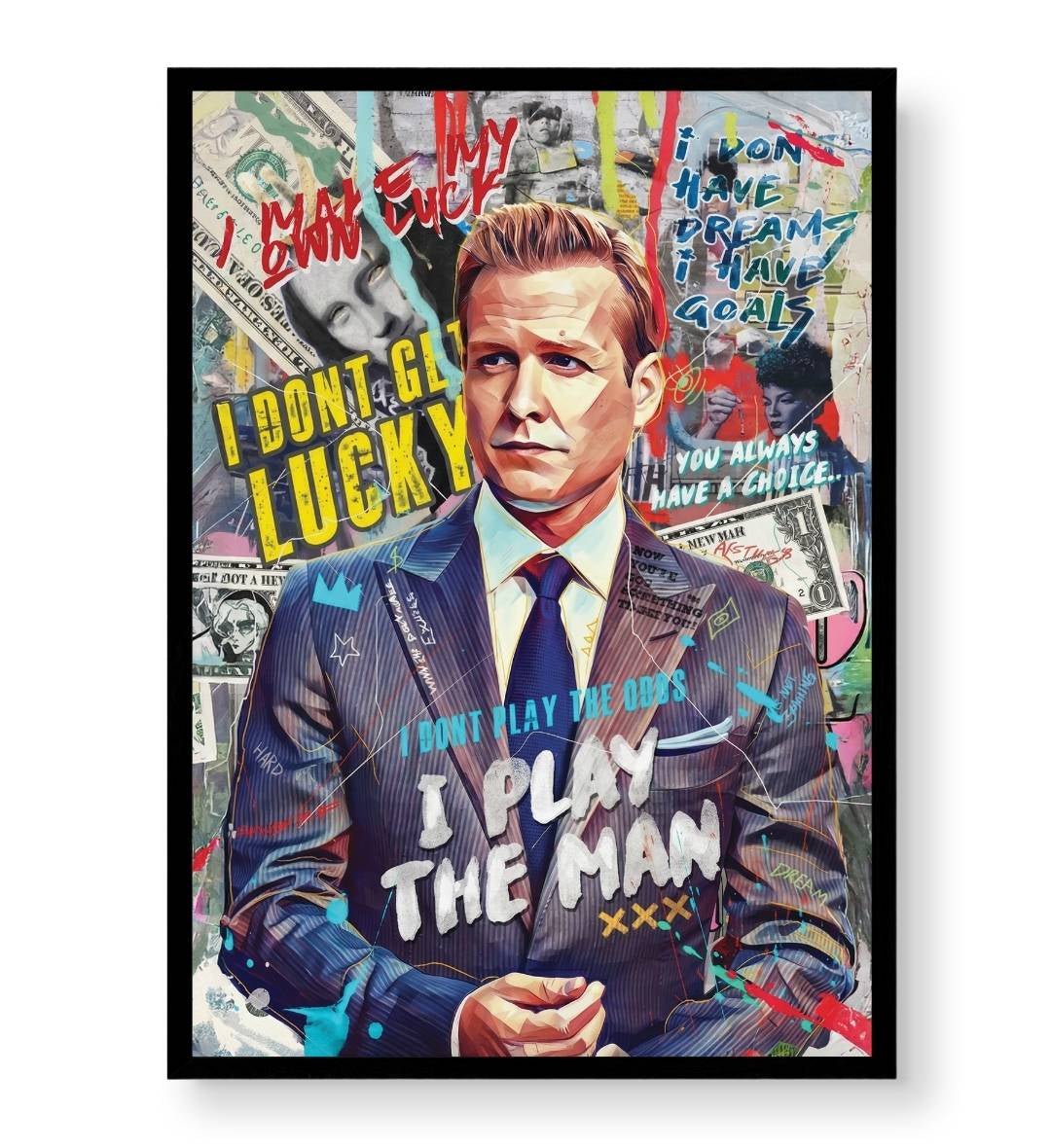 Entrepreneur workspace with motivational success quotes art.