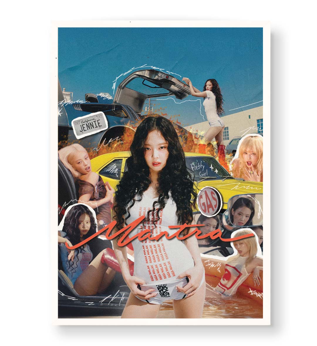 kpop jennie premium canvas wall art for home.
