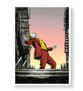 Joker’s Sunset Dance cinematic wall art with red suit and sunset sky for Indian home decor.