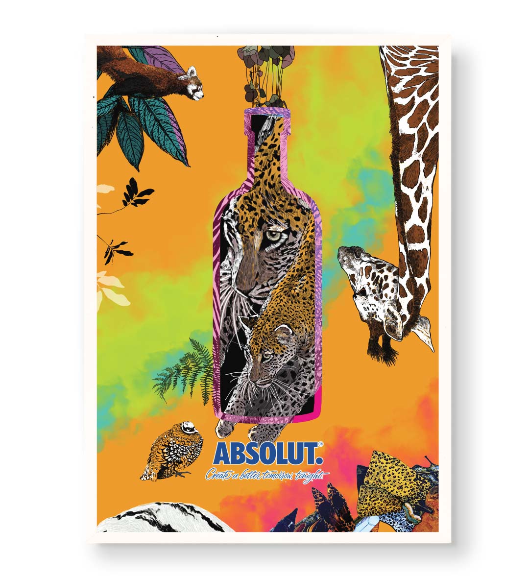 Jungle Vibes Absolut safari bar wall art canvas print with leopard for Indian bar decor.