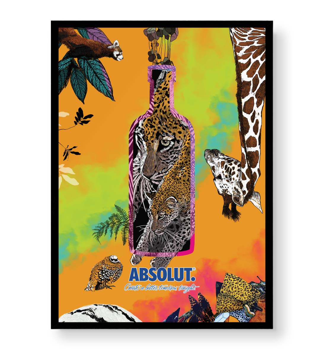 Jungle Vibes Absolut safari bar wall art canvas print with leopard for Indian bar decor.